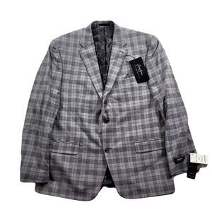 Sean John Grey Plaid Suit‎ Jacket Mens 44R 44 Classic-Fit $360